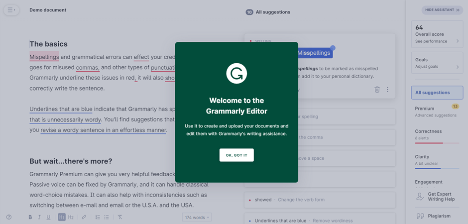 grammarly popup window