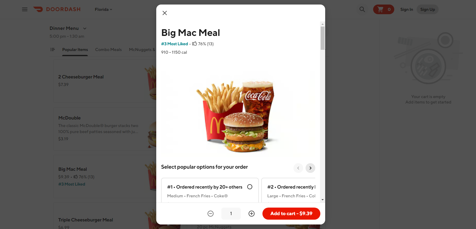 Doordash modal