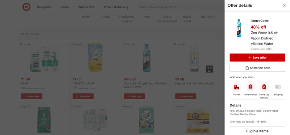 Target's modal