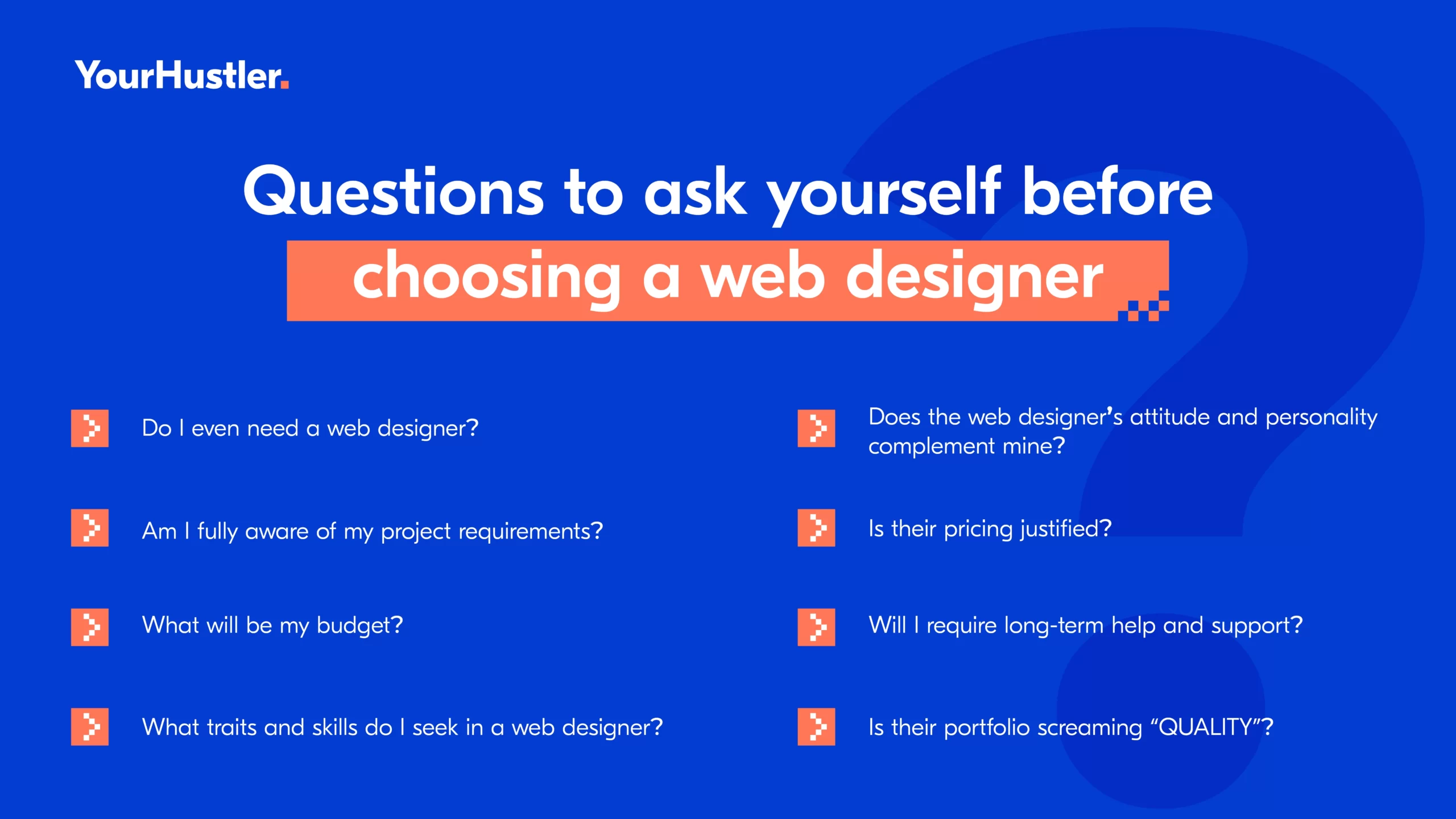 The different questions a small business must ask itself while choosing a web designer.